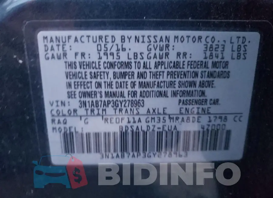 3N1AB7AP3GY278963 Photo# 12
