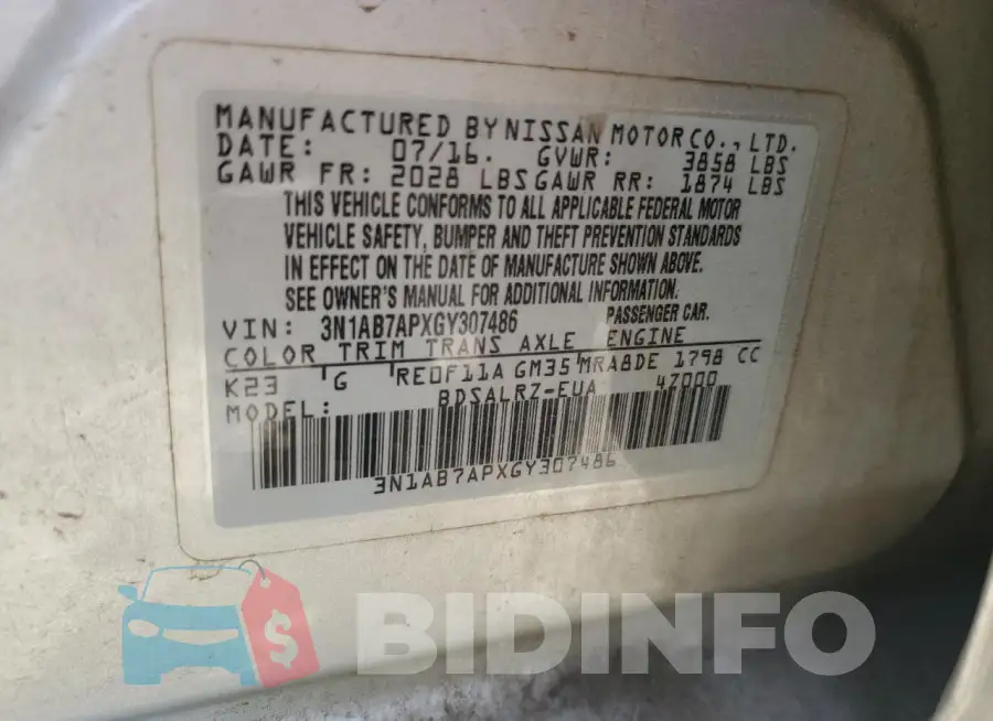 3N1AB7APXGY307486 Photo# 12