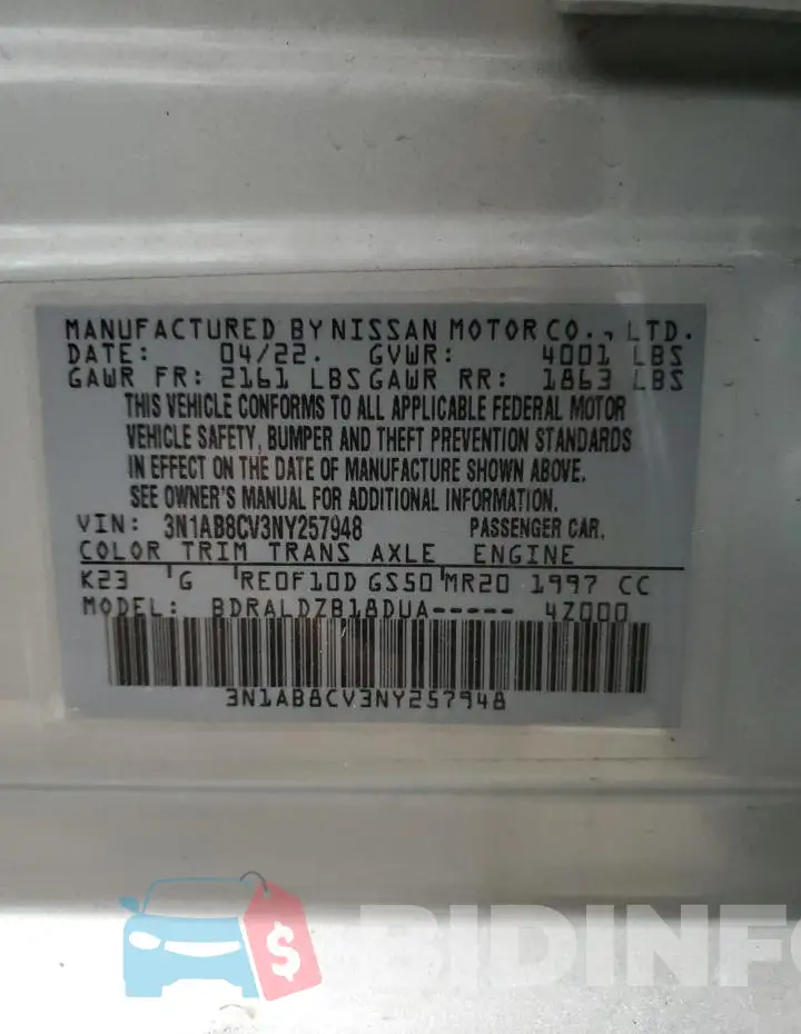 3N1AB8CV3NY257948 Photo# 12