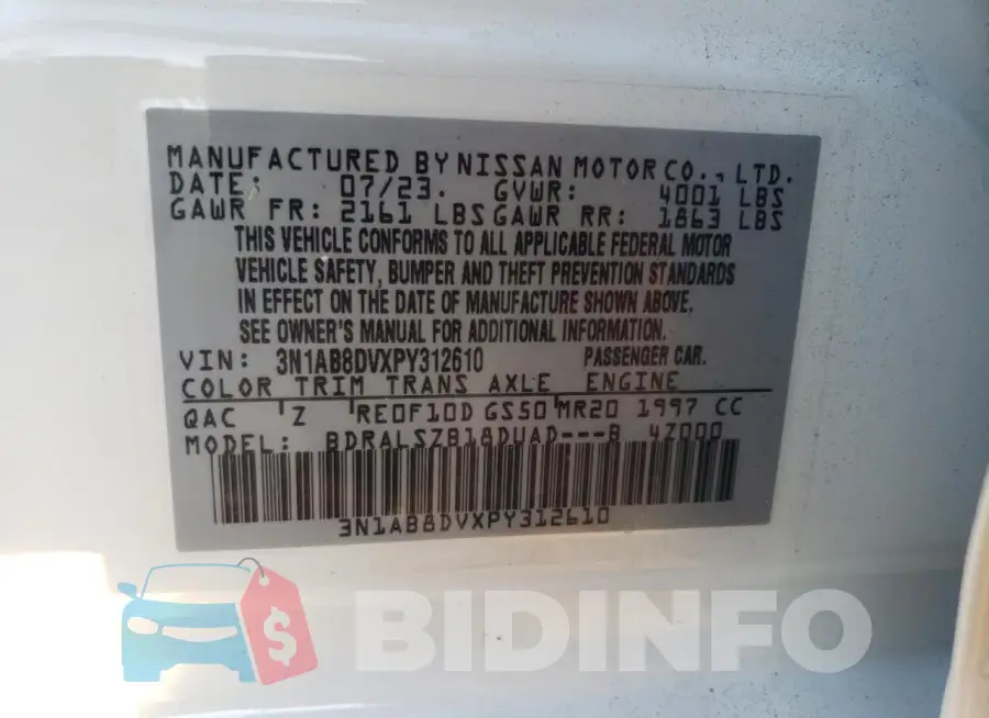 3N1AB8DVXPY312610 Photo# 12