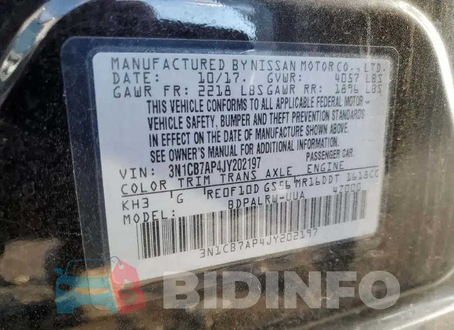 3N1CB7AP4JY202197 Photo# 12