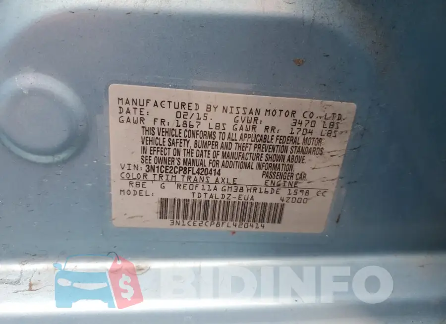 3N1CE2CP8FL420414 Photo# 12
