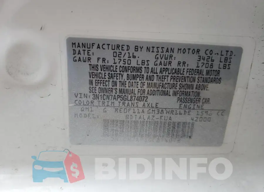 3N1CN7AP5GL874072 Photo# 12