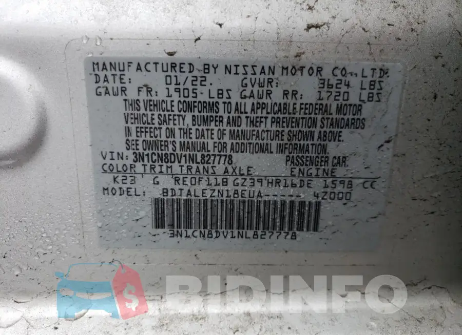 3N1CN8DV1NL827778 Photo# 12