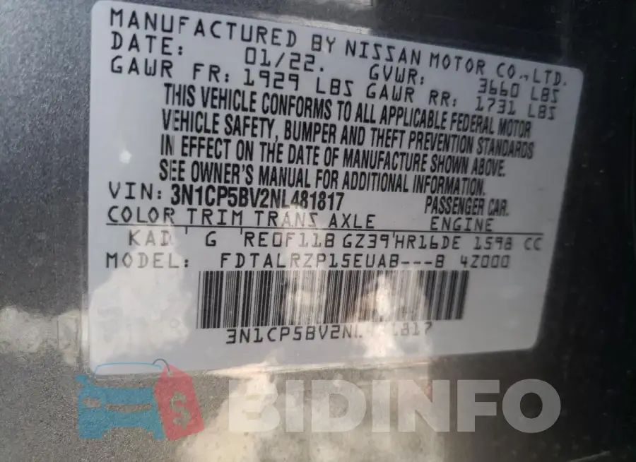 3N1CP5BV2NL481817 Photo# 13