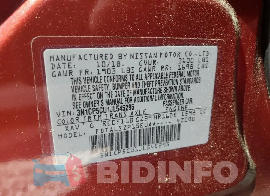 3N1CP5CU1JL545295 Photo# 13