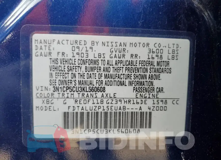 3N1CP5CU3KL560608 Photo# 13
