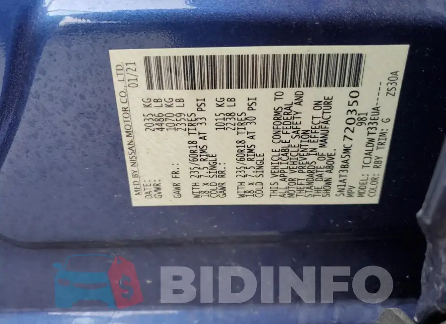 5N1AT3BA5MC720350 Photo# 13