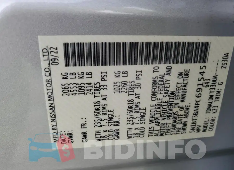 5N1BT3BA4PC691545 Photo# 12