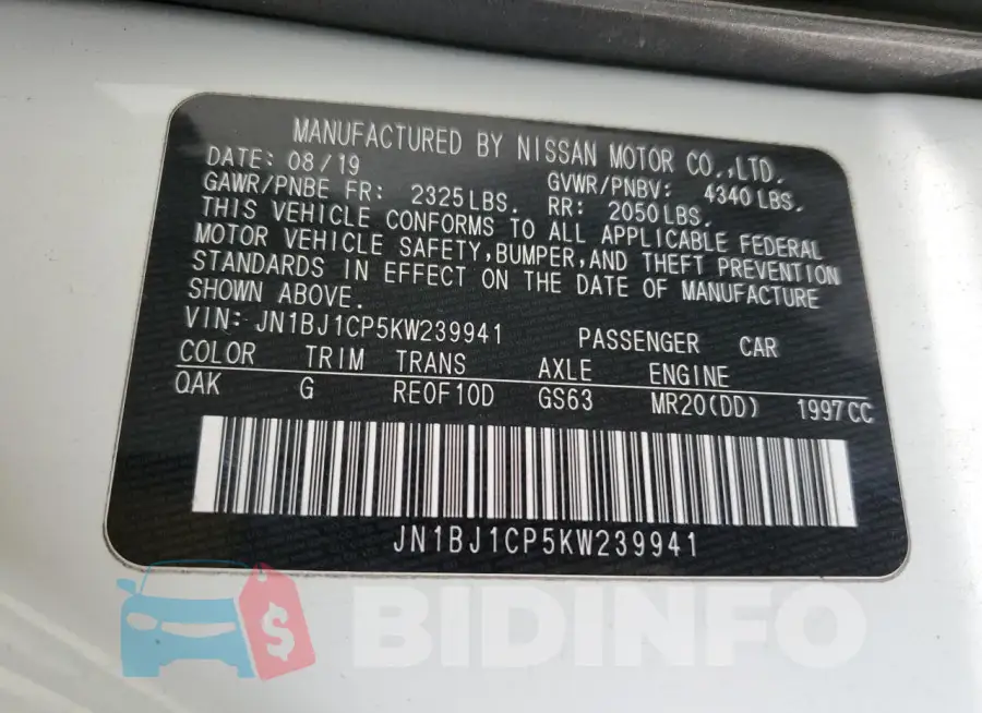JN1BJ1CP5KW239941 Photo# 13