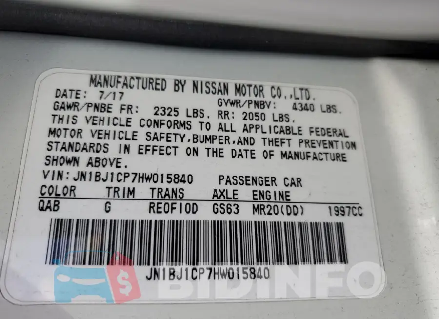 JN1BJ1CP7HW015840 Photo# 12