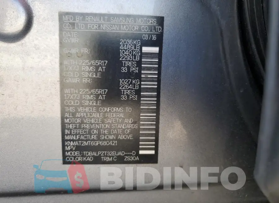 KNMAT2MT6GP680421 Photo# 14