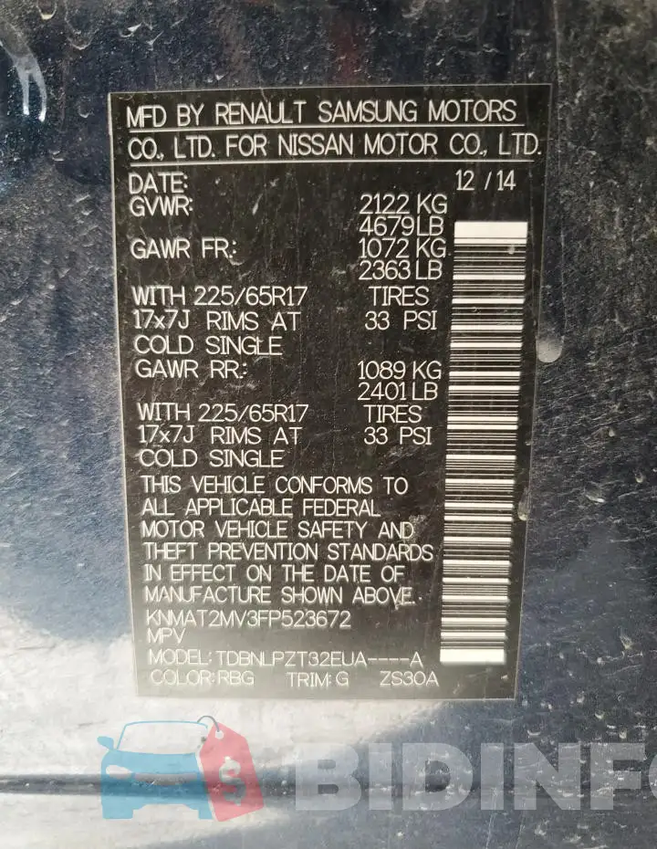 KNMAT2MV3FP523672 Photo# 12