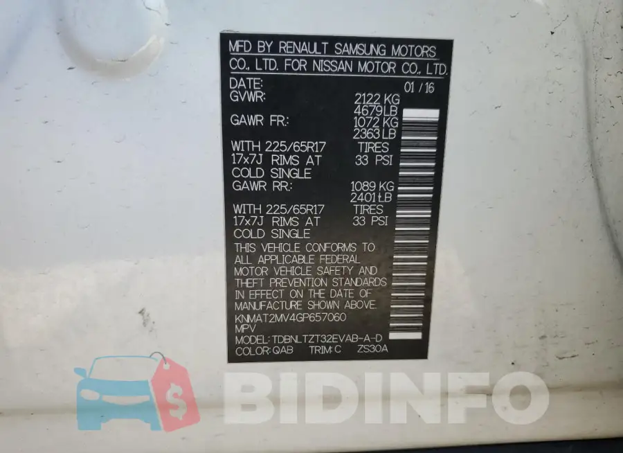 KNMAT2MV4GP657060 Photo# 12
