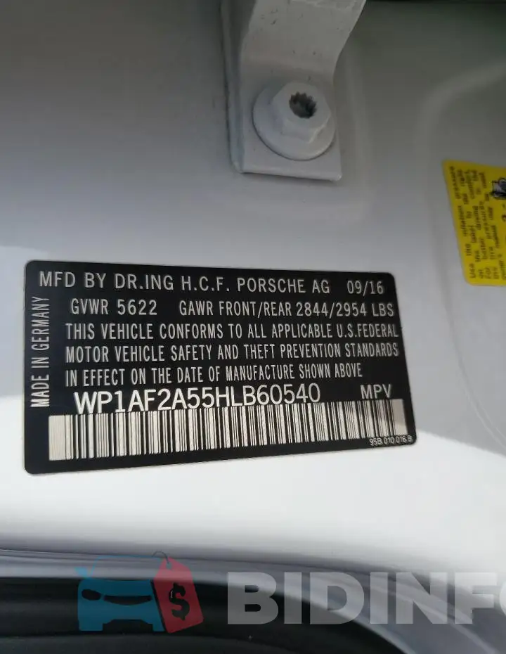 WP1AF2A55HLB60540 Photo# 12