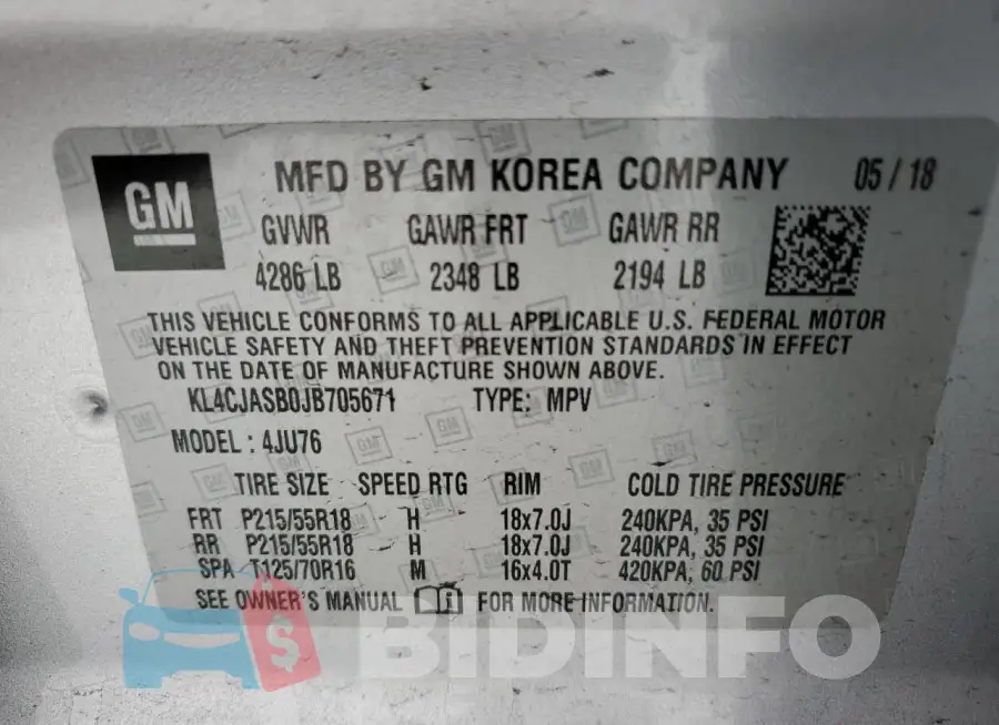 KL4CJASB0JB705671 Photo# 12