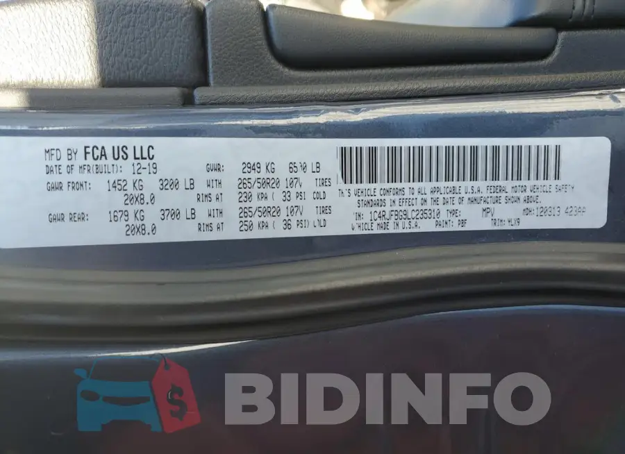 1C4RJFBG9LC235310 Photo# 13