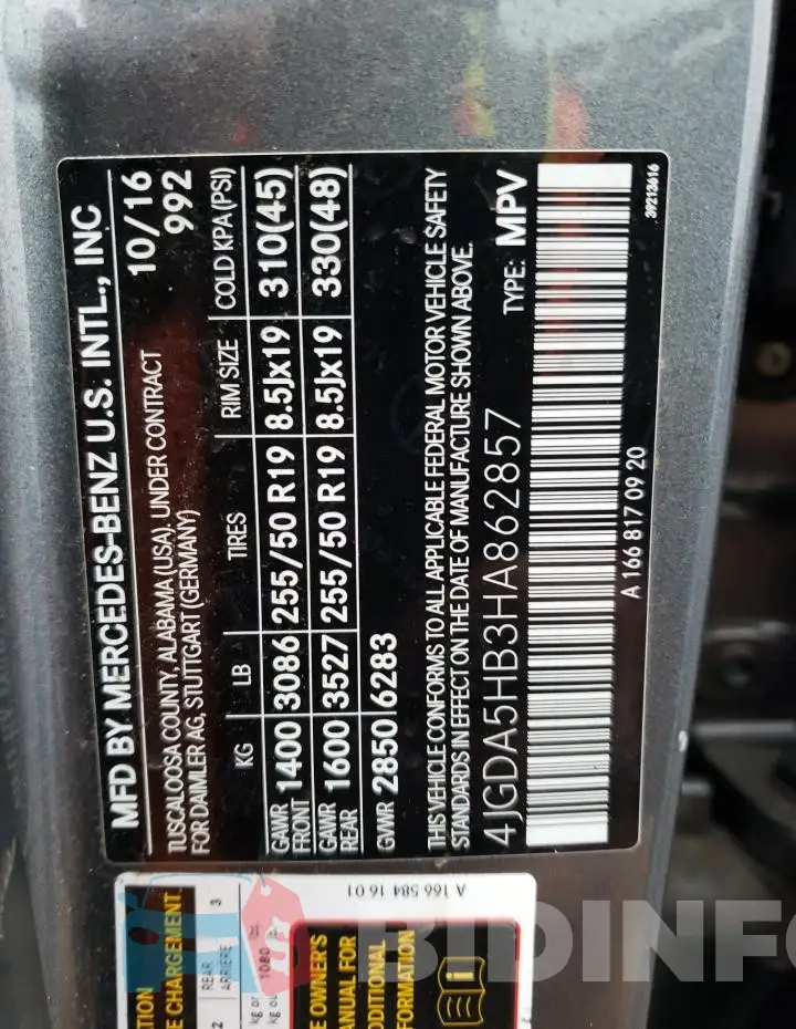 4JGDA5HB3HA862857 Photo# 14
