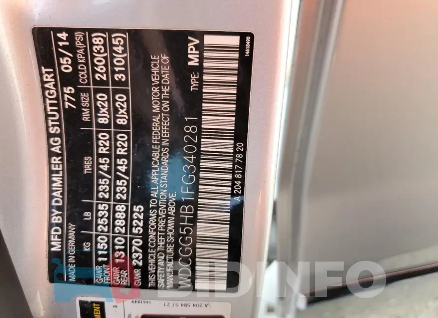 WDCGG5HB1FG340281 Photo# 13