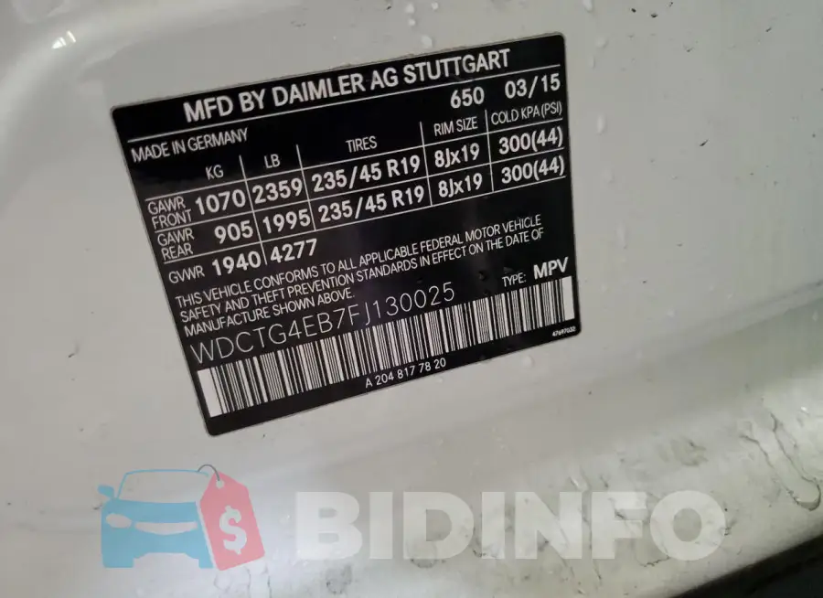 WDCTG4EB7FJ130025 Photo# 13