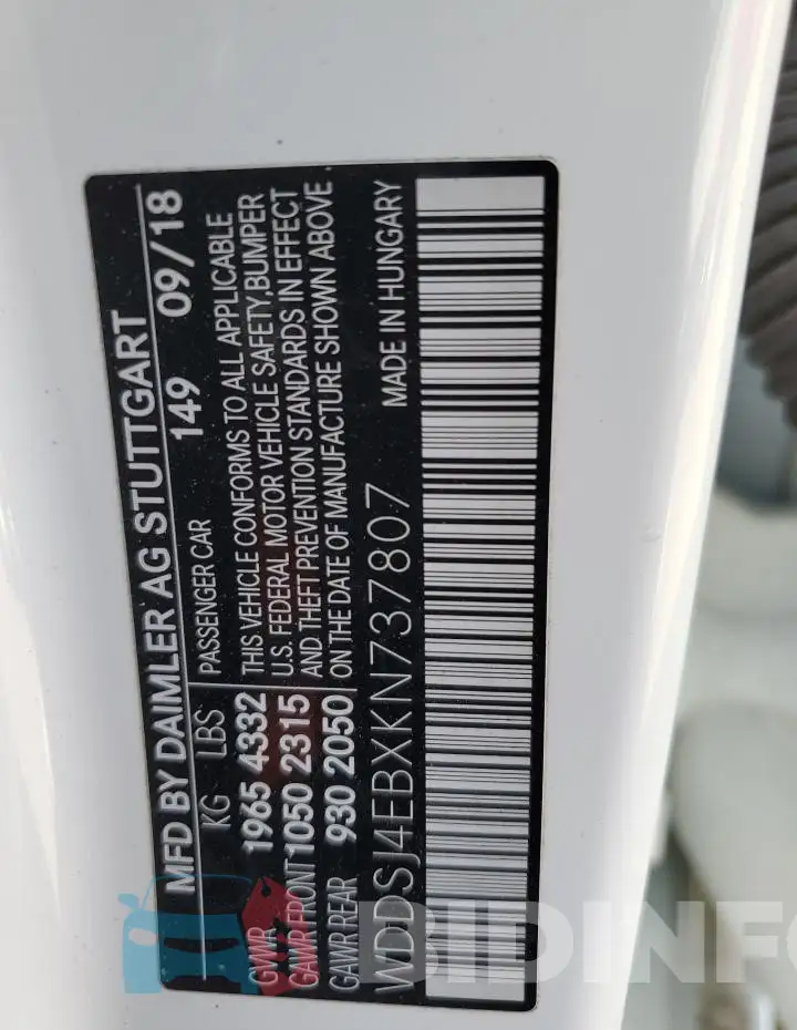 WDDSJ4EBXKN737807 Photo# 13