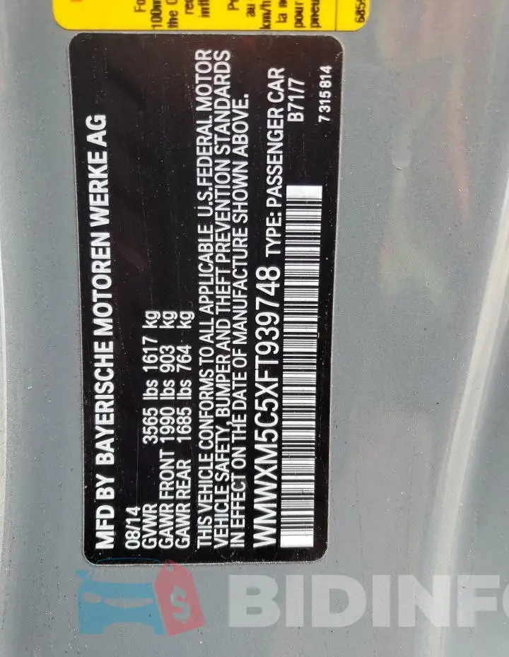 WMWXM5C5XFT939748 Photo# 12