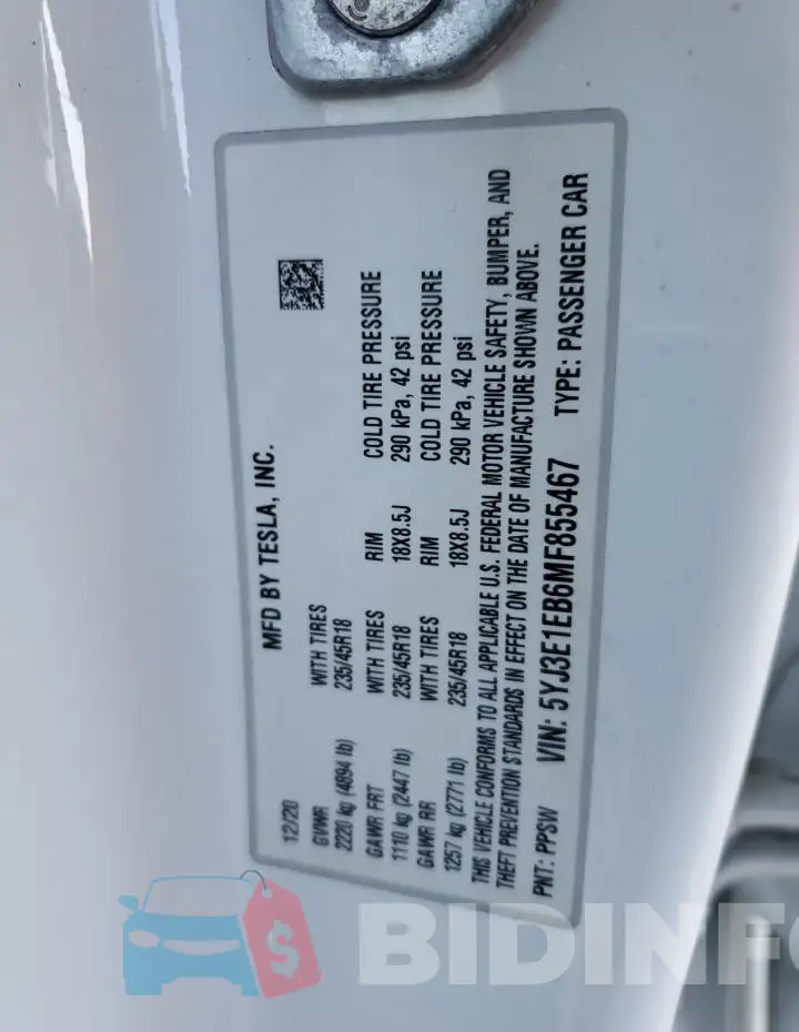 5YJ3E1EB6MF855467 Photo# 13