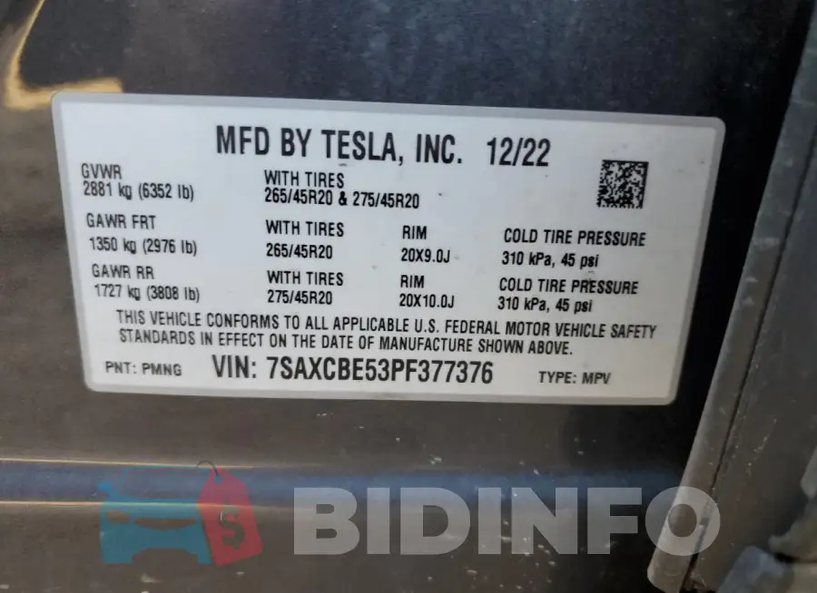 7SAXCBE53PF377376 Photo# 12