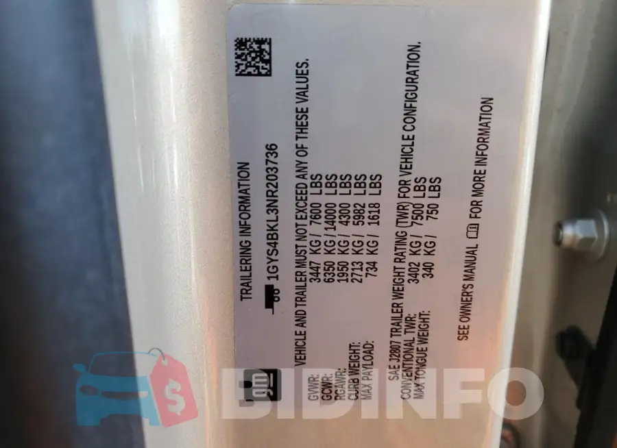 1GYS4BKL3NR203736 Photo# 13