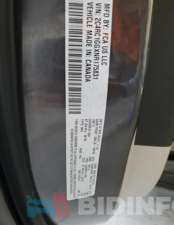2C4RC1GGXNR175831 Photo# 14