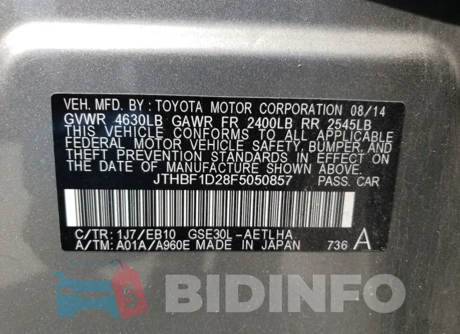 JTHBF1D28F5050857 Photo# 13