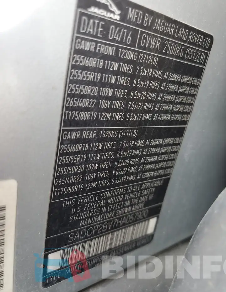 SADCP2BV7HA057920 Photo# 12