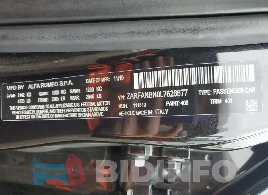 ZARFANBN0L7626677 Photo# 12