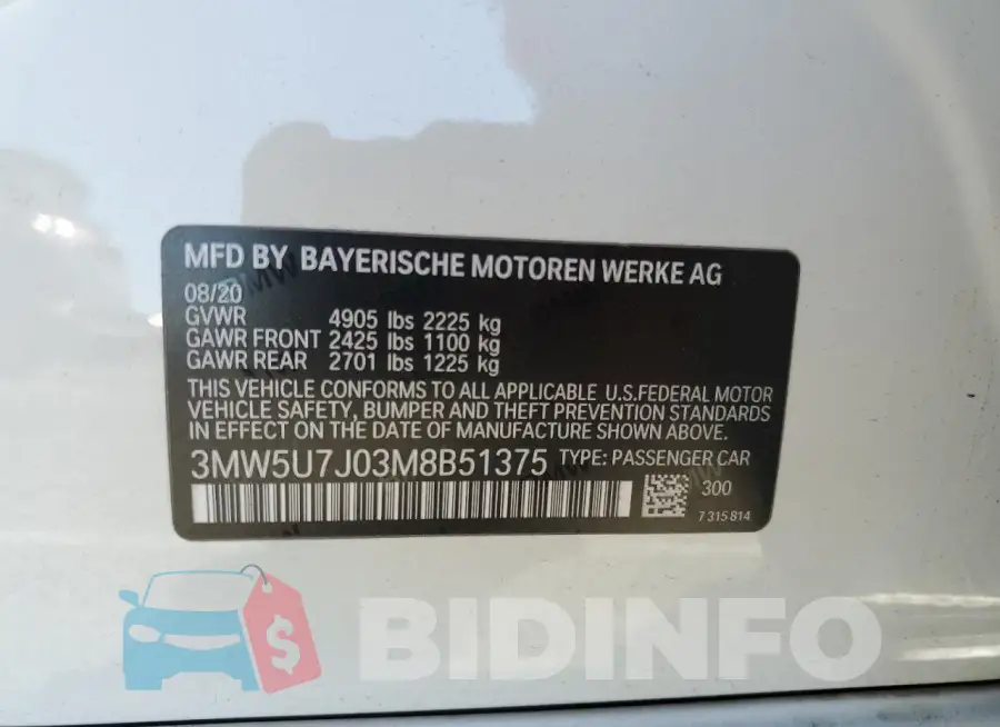 3MW5U7J03M8B51375 Photo# 13