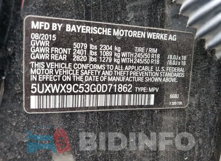 5UXWX9C53G0D71862 Photo# 12
