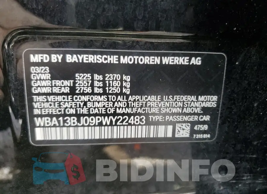WBA13BJ09PWY22483 Photo# 12