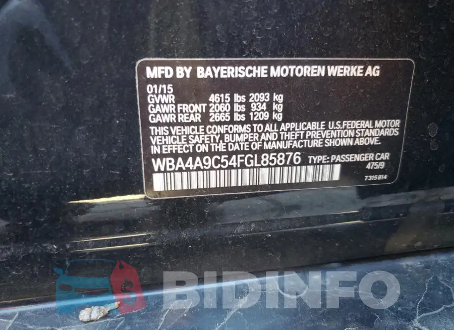 WBA4A9C54FGL85876 Photo# 12