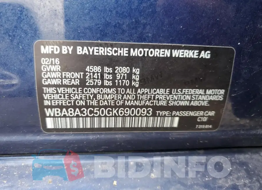 WBA8A3C50GK690093 Photo# 12