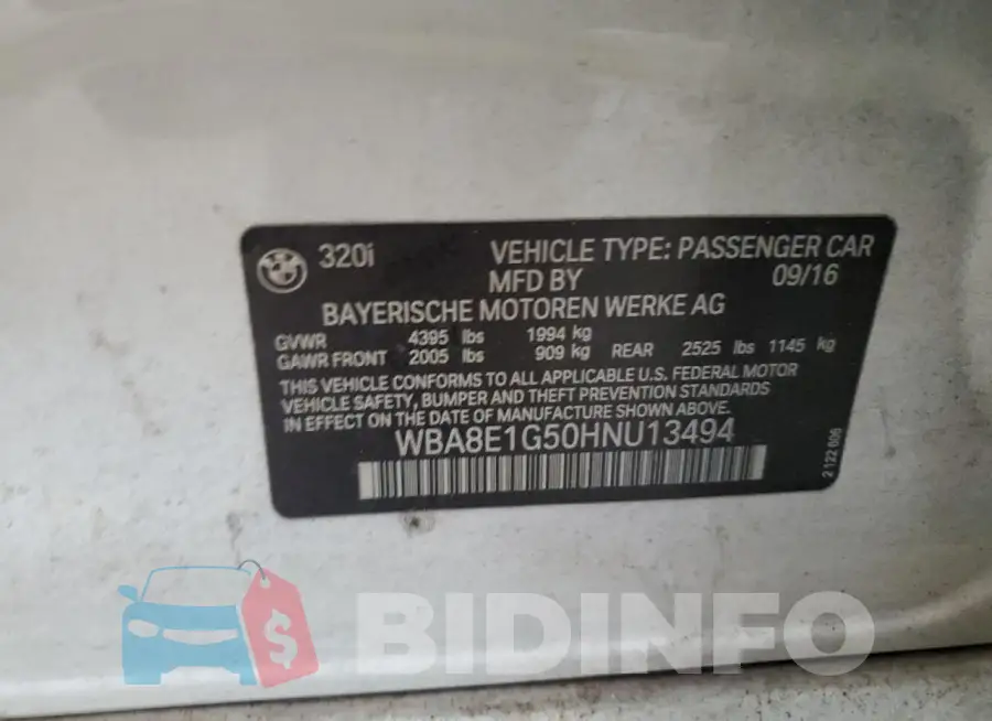 WBA8E1G50HNU13494 Photo# 12