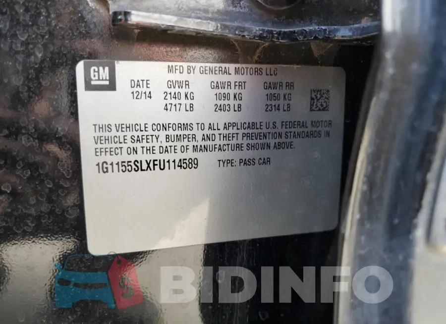 1G1155SLXFU114589 Photo# 12
