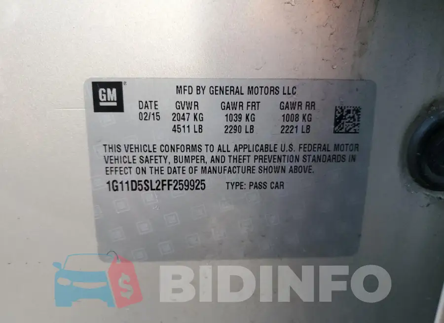 1G11D5SL2FF259925 Photo# 12