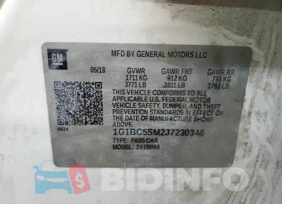 1G1BC5SM2J7230346 Photo# 12