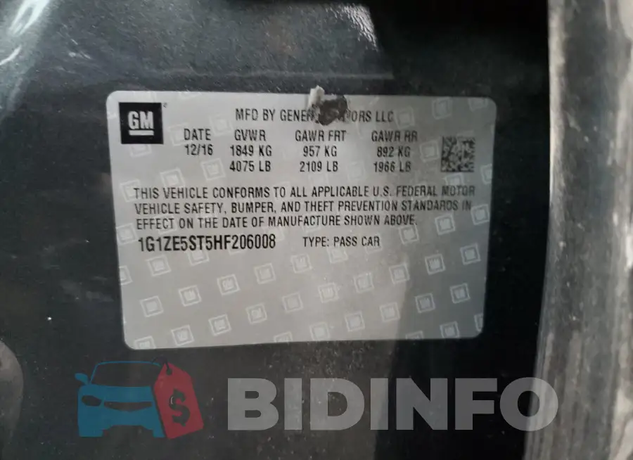 1G1ZE5ST5HF206008 Photo# 12