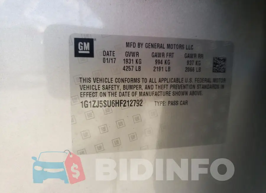 1G1ZJ5SU6HF212792 Photo# 12