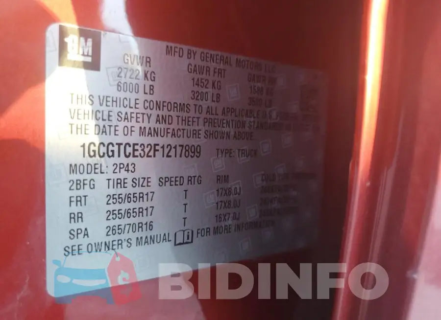1GCGTCE32F1217899 Photo# 12