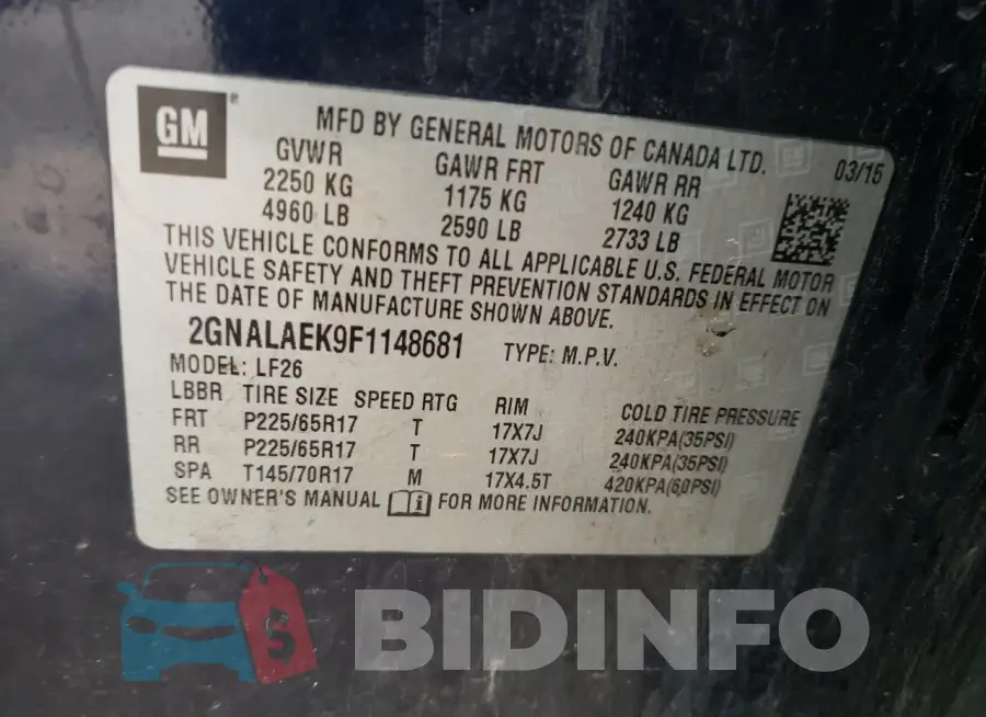 2GNALAEK9F1148681 Photo# 13
