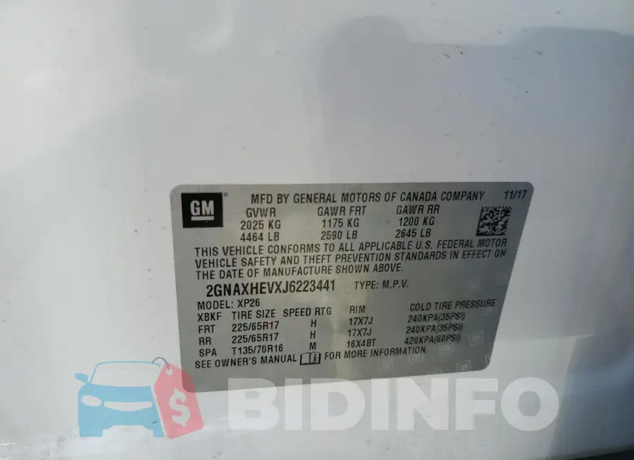 2GNAXHEVXJ6223441 Photo# 12
