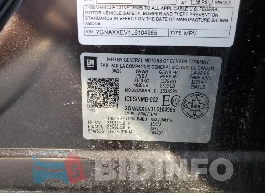 2GNAXXEV1L6104965 Photo# 13