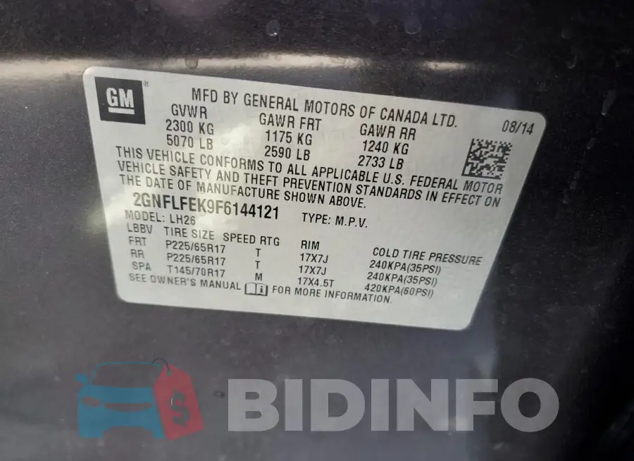 2GNFLFEK9F6144121 Photo# 12