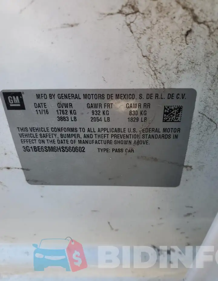 3G1BE6SM6HS560602 Photo# 12